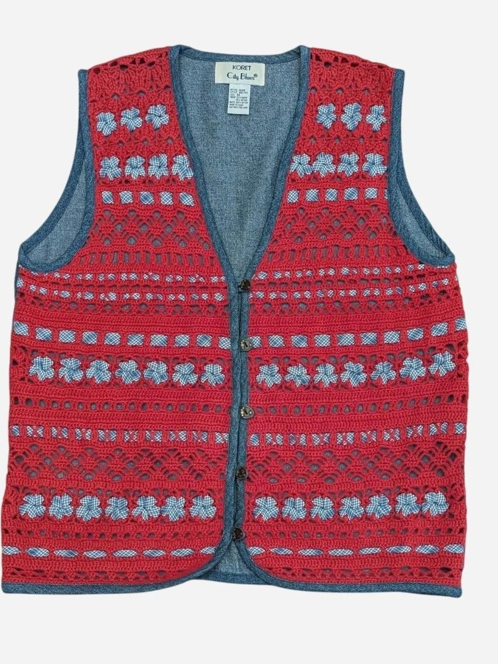 Koret City Blues Crochet And Denim Vest